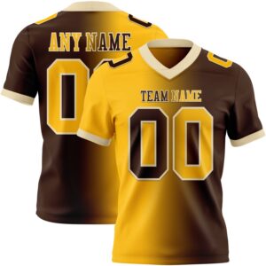 Custom Brown Gold-Cream Authentic Gradient Fashion Football Jersey