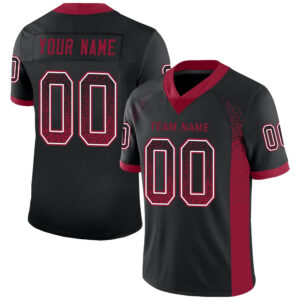 Custom Black Cardinal-White Drift Fashion Football Jersey